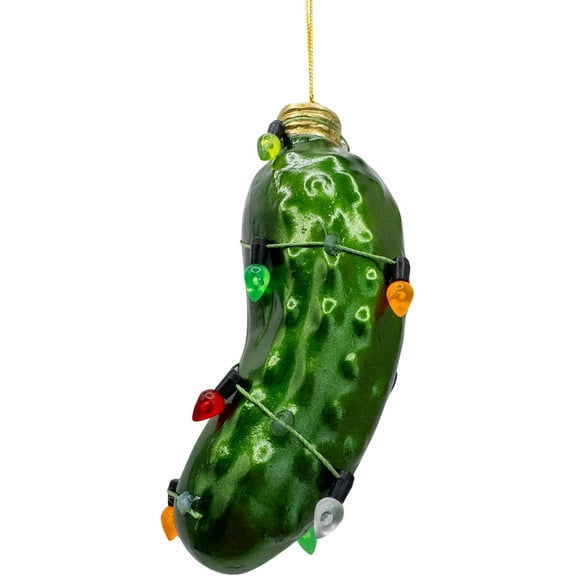 Christmas Tree Pickle Ornament Wrapped in Lights Holiday Traditions