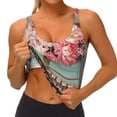 thumbnail image 3 of Picia Vintage Typewriter Floral Sports Bra for Women,Padded Strappy Sports Bras Medium Support Yoga Bra with Removable Cups,Running Yoga Bra-Large, 3 of 9
