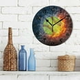 thumbnail image 3 of Dreamtimes Baseball Ball on Fire and Water Round Wall Clock,Silent Non Ticking Battery Operated Accurate Home Clock,Vintage Farmhouse Wall Decor,10 Inch, 3 of 6