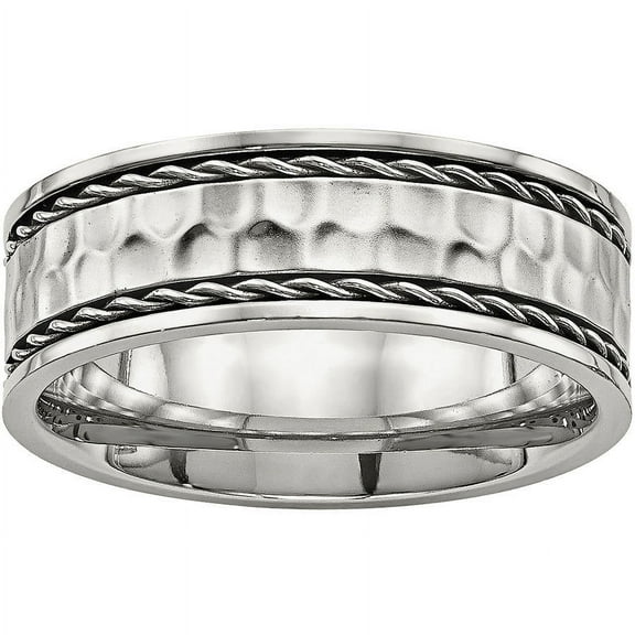 Stainless Steel Polished Hammered Comfort Back Ring