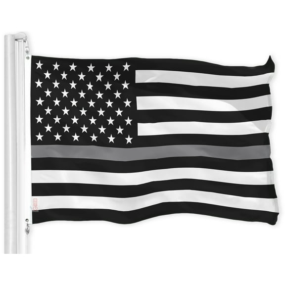 G128 - Thin Gray Line American Flag 150D Polyester 3x5 FT Printed Flag - Honoring Men Women Correctional Officers Brass Grommets Indoor/Outdoor - Much Thicker More Durable Than 100D 75D Polyester