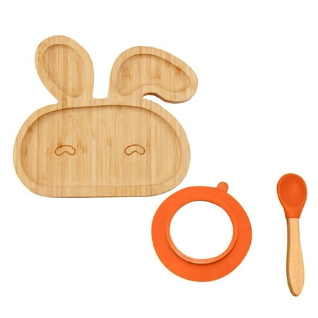 

wendunide home & kitchen Baby Toddler Bamboo Sheep Plate Silicone Suction Feeding Bowl Suction Spoon Set