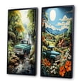 thumbnail image 3 of Designart "Enchanting Waterfall Green Pickup Truck Escape II" Pickup Truck Framed Wall Art Set Of 2 - Green Transportation Framed Canvas Set For Living Room Decor, 3 of 7