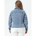 thumbnail image 4 of DARING DIVA Women's Plus Size Washed Front Frayed Classic Denim Jacket 4X Sky Blue1, 4 of 6