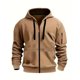 thumbnail image 1 of MHFRRA Sudadera con Capucha y Cremallera, Chaqueta con Cremallera Completa y Bolsillos Delanteros, Jersey Deportivo Ligero, Ajuste Cómodo E Informal Caqui, 1 of 2