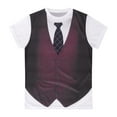 thumbnail image 3 of Eandarui Mens Two-Piece 3D Printed Tuxedo T-Shirt Short Sleeve Tie Vest Tux Shirt Fancy Dress Costume Burgundy 3XL, 3 of 6