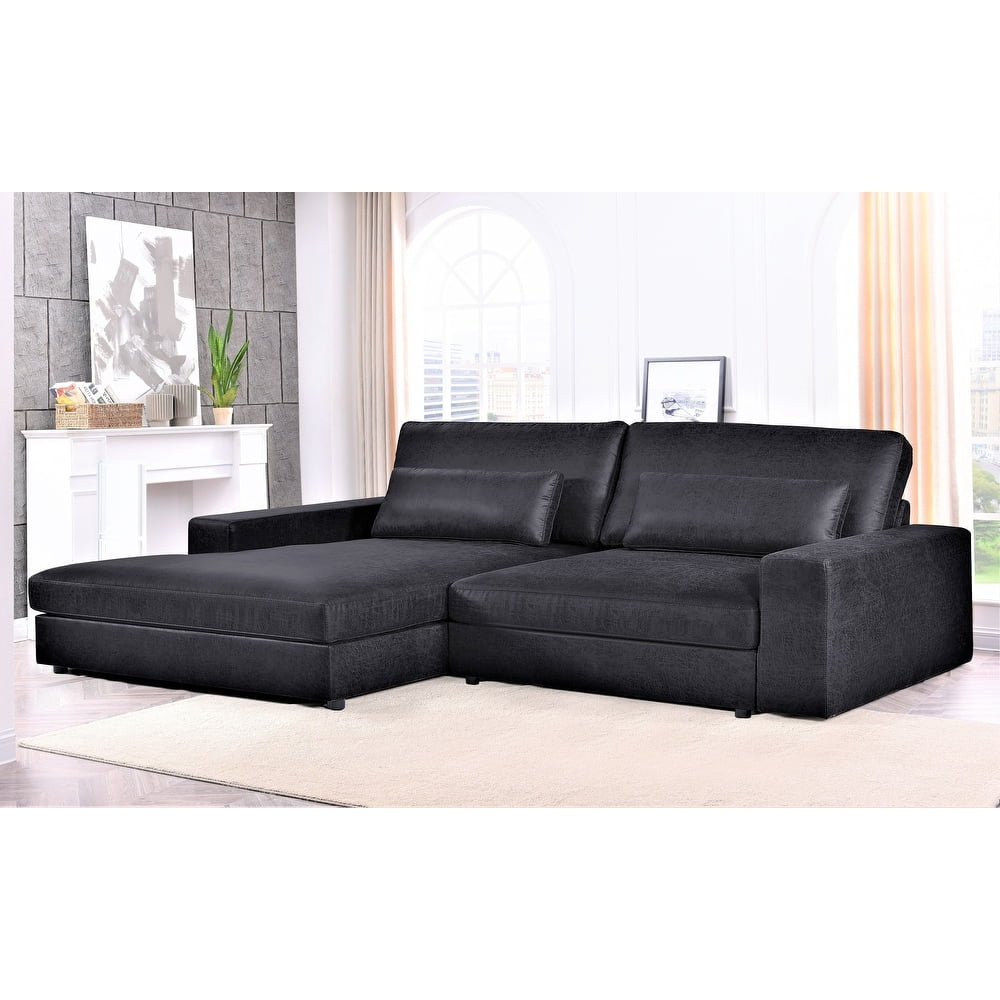 US Pride Furniture 105.52''W Oversized Left Faing Chaise Sectional Sofa, Black