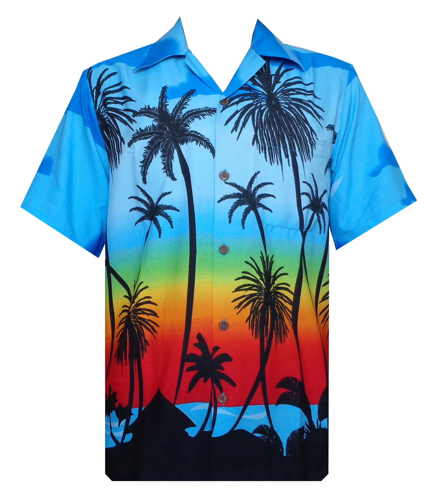 Alvish - Hawaiian Shirt 42 Mens Allover Coconut Tree Beach Aloha Party ...