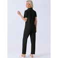 thumbnail image 4 of DARING DIVA Women's Pajama Set Button Down Soft Short Sleeve Long Pants XS Black, 4 of 6