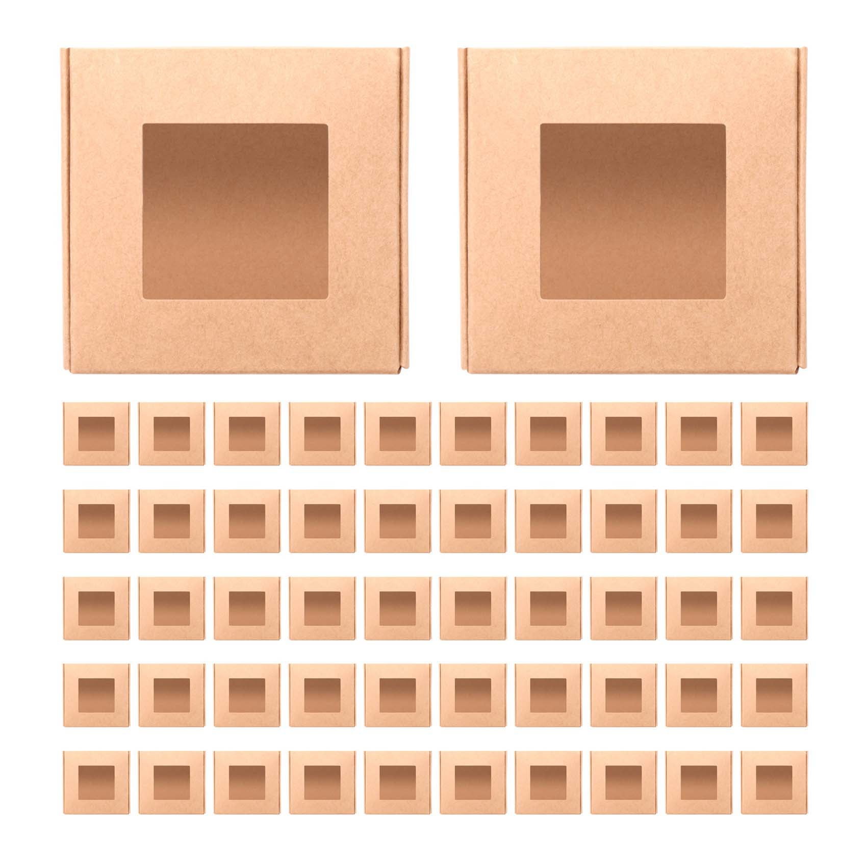 Buy 50 Pieces Mini Kraft Paper Box with Window Present Packaging Box ...