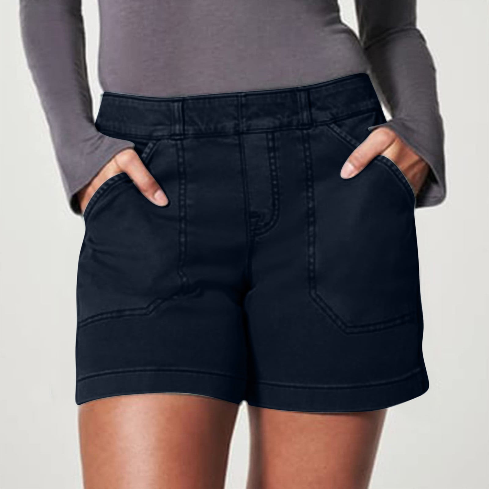 Womens Shorts Clearance Solid Casual High Waist Pockets Short Pants