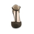 thumbnail image 5 of BLISSFUL STEP Women's Shoes Round Toe Stiletto Heel T-Strap Sandals Coffee 5.5, 5 of 7