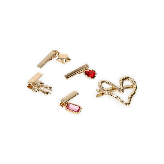 No Boundaries Women's Gold-Tone Hair Pins Set with Charms, Multi-Color, 5-Piece, One Size