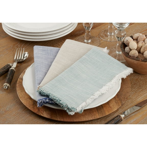 Saro Lifestyle Two-Tone Fringe Napkin (Set of 4)
