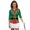 Christmas Elf Costume Print, variant on Rabbit and Clover Pattern Women's Golf Polo Shirts, Quarter Zip Comfortable Ladies Golf Top 3/4 Sleeve Quick Dry Womens 3/4 Sleeve Golf Shirts