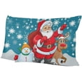 thumbnail image 6 of Santa Reindeer and Snowman Velvet Oblong Lumbar Plush Throw Pillow Cover/Shams Cushion Case 20x36in Decorative Invisible Zipper Design for Couch Sofa Pillowcase Only, 6 of 7