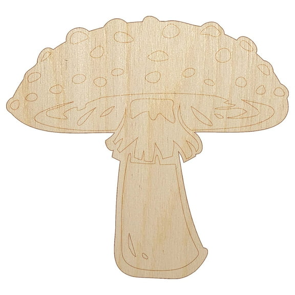 Amanita Muscaria Fly Agaric Poisonous Mushroom Whimsical Toadstool Wood Shape Unfinished Piece Cutout Craft DIY Projects - 4.70 Inch Size - 1/8 Inch Thick