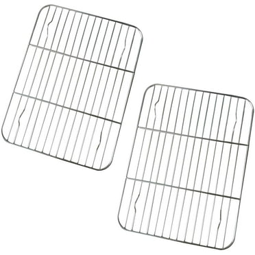 Cooling Rack Stainless Steel Baking Rack Rectangular Wire Grids, Oven Safe, Fits 26×20cm Toaster Oven Sheet Pan Perfect for Cooking Baking Roasting Grilling Steaming Cooling (2 Pack)