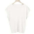 thumbnail image 4 of JGGSPWM Womens Elegant Vintage Boat Neck Knit Short Sleeve Summer Blouse Solid Comfy Work Dressy Tees Tops White M, 4 of 4