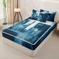 thumbnail image 2 of Homewish Blue Abstract Block Zipper Queen Comforter Set with Fitted Sheet and 2 Pillowcases,Geometric Artwork Zipper Bedding Set,Navy Blue Reversible,4pcs, 2 of 8