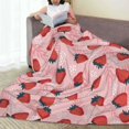 thumbnail image 6 of Honeii Strawberries Print Fleece Blanket - Throw Blanket for Bed, Sofa, Couch, Camping, and Travel , Microplush Ultra Soft Warm Blanket-50"x40", 6 of 7