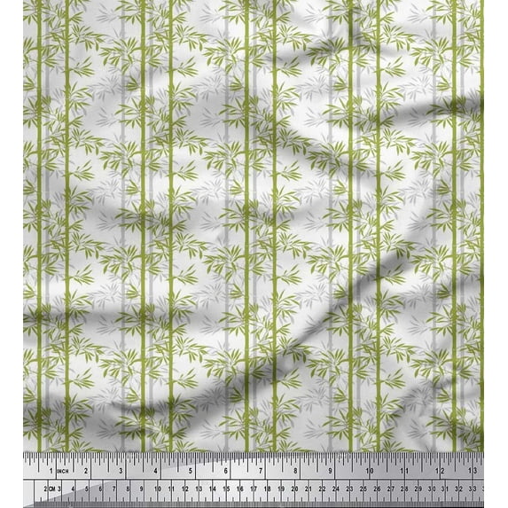 Soimoi Rayon Fabric Bamboo Tree Print Fabric by The Yard 42 Inch Wide