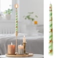 thumbnail image 6 of Xecvkr Candle Romantic Wedding Birthday Valentine Decorative Long Rod Printed Party Table Elegant Odorless Hand Cast 2 Pack Green, 6 of 7