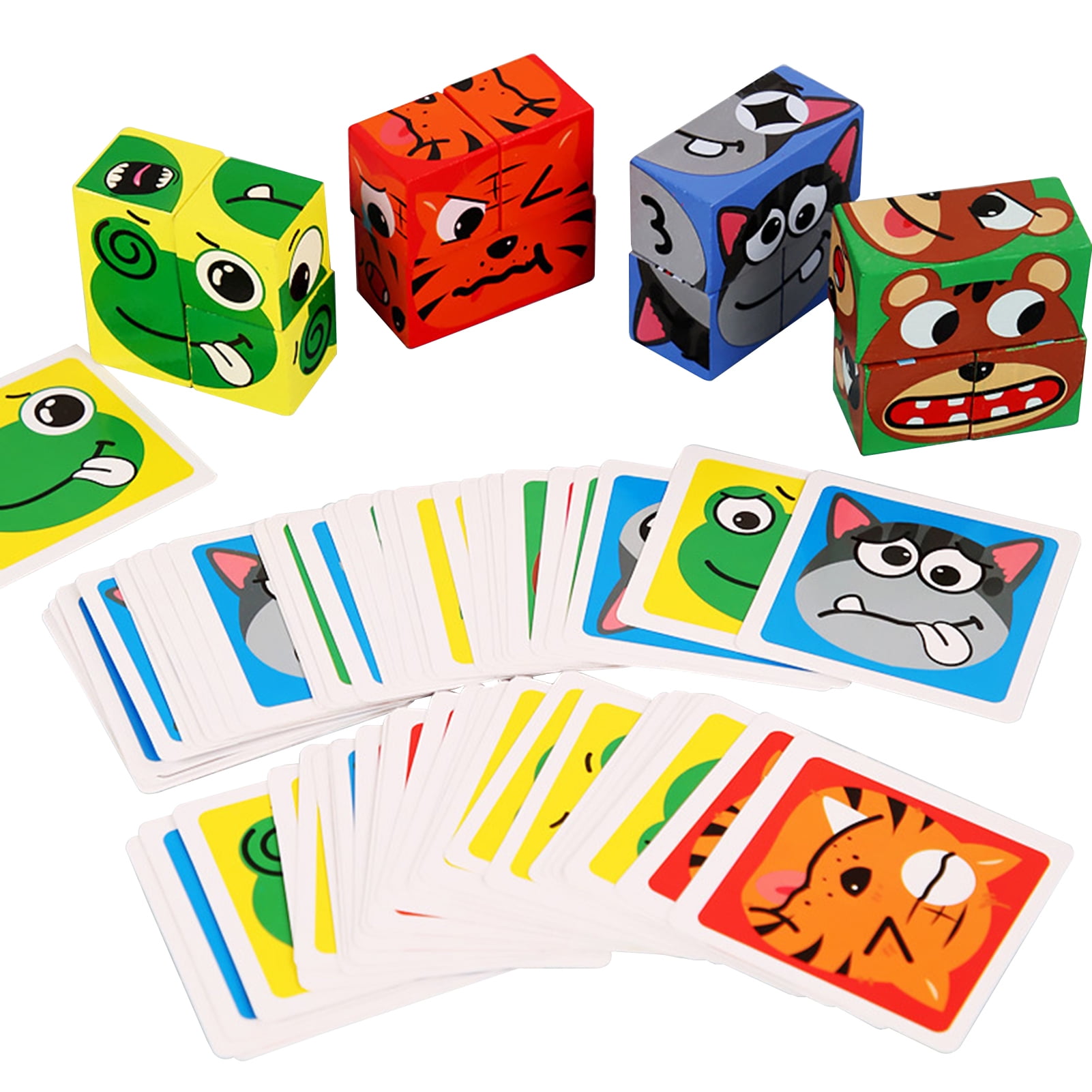 Wooden Expression Puzzle Building Blocks Expression Matching Block Face Changing Puzzle Game Logical Thinking Training