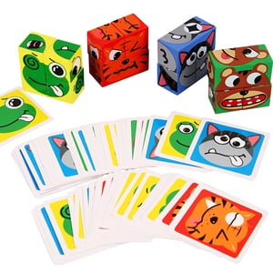 Puzzle d'expression en bois Construire des blocs Expression Matching Block Face Changer Puzzler Jeu Formation de pensée logique