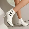 thumbnail image 6 of UngA Wide Calf Boots Women's Thigh High Boots Over The Knee Boots Side Zip Pointed Toe Fashion Sexy Winter Stiletto Knee High Boots White,5.5, 6 of 7