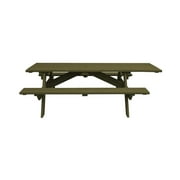 HomeRoots Green Solid Wood Outdoor Picnic Table Umbrella Hole