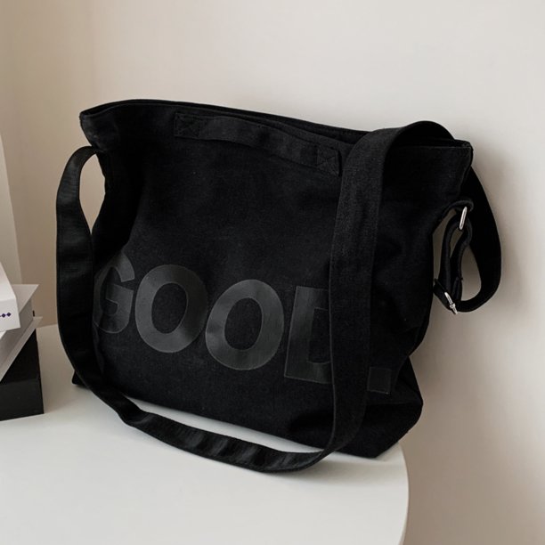 Bolsa De Hombro Bolso De Hombro Bolso de viaje de lona de compras impresos con letras de moda para vacaciones de fin de semana
