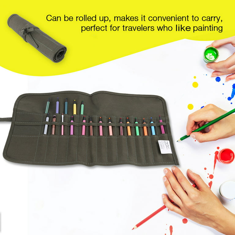 Paint Brush Case, Portable Oil Brushes Case 30 Holes Art Brush Roll-Up Bag,  Watercolor Brush Pouch For Artist Students 