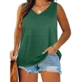 thumbnail image 1 of Craaazy Women's Relaxed Fit Plus Size V Neck Tank Top, Solid Color Sleeveless Loose Top, Comfy Casual Cami for Summer Gifts, 1 of 8