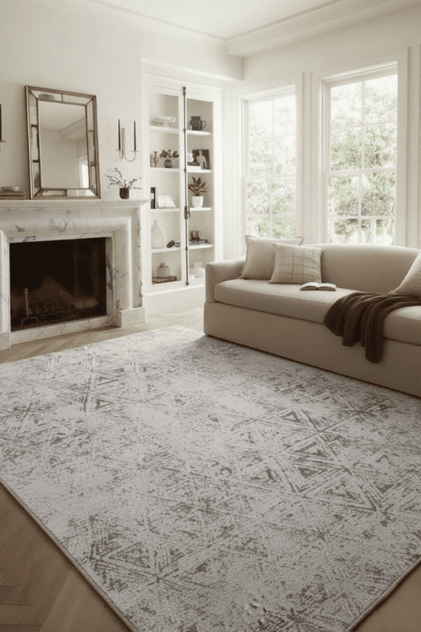 Rug Branch Cadence Abstract Indoor Area Rug, Beige Cream, Modern - Living Room, Bedroom, Dining Room, and Kitchen