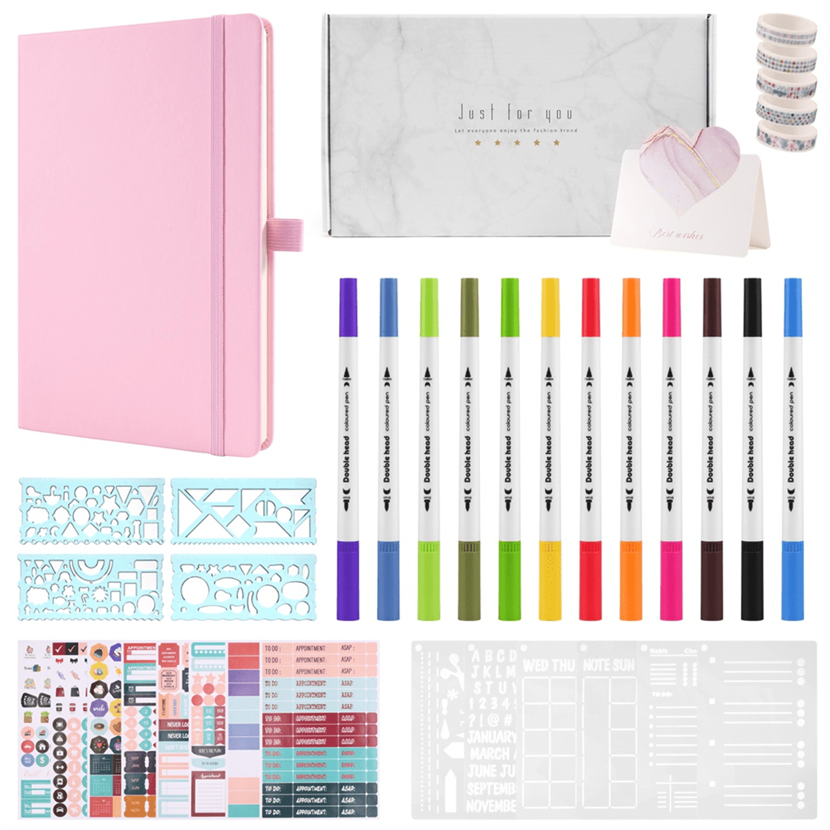 A5 Hardcover Dotted Journal Notebook with 184 Numbered Pages,Dotted Journaling Kit for Beginner Green