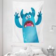 thumbnail image 1 of Alien Tapestry, Roaring Monstrous Character on Plain Background, Wall Hanging for Bedroom Living Room Dorm Decor, 60W X 80L Inches, Deep Sky Blue Sea Blue Hot Pink Dark Warm Taupe, by Ambesonne, 1 of 2
