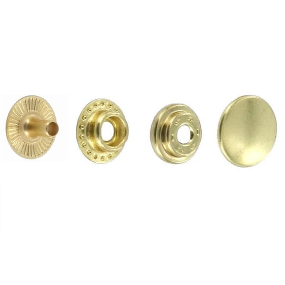 Line 20 / Line 24 Ring Socket Snap Fasteners, Natural Brass, Solid Brass (100 per bag)