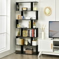thumbnail image 3 of Gymax 6 Tier S-Shaped Bookshelf Storage Display Bookcase Decor Z-Shelf Black, 3 of 10