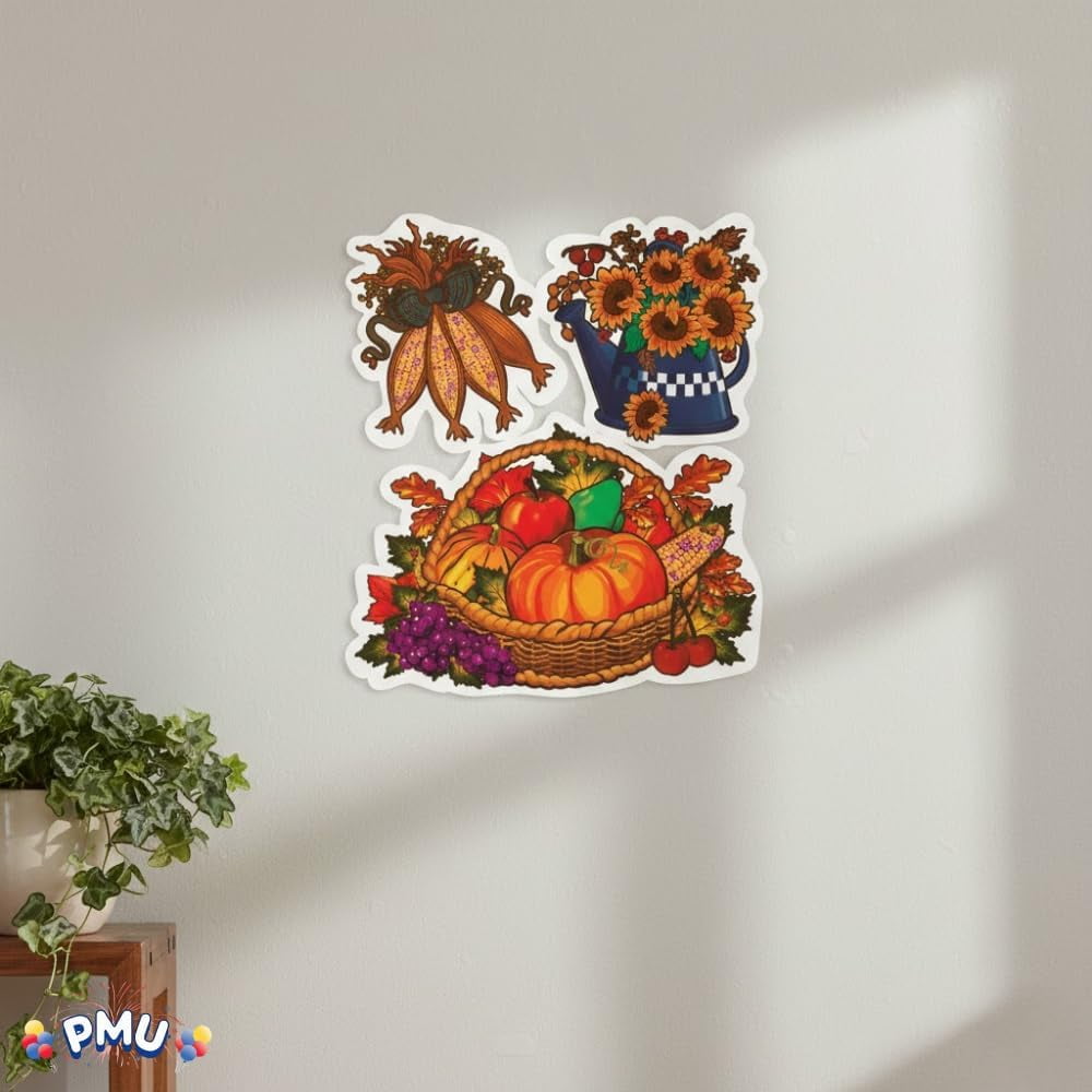 PMU 72 Sheets Thanksgiving Stickers, 15.5in Stickers For Fall Autumn Harvest Theme Party