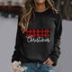 thumbnail image 3 of Gibobby Sudaderas para mujer Sudadera de cuello redondo con estampado navideño para mujer, suéter ajustado, camisetas casuales de manga larga(Negro,XG), 3 of 4