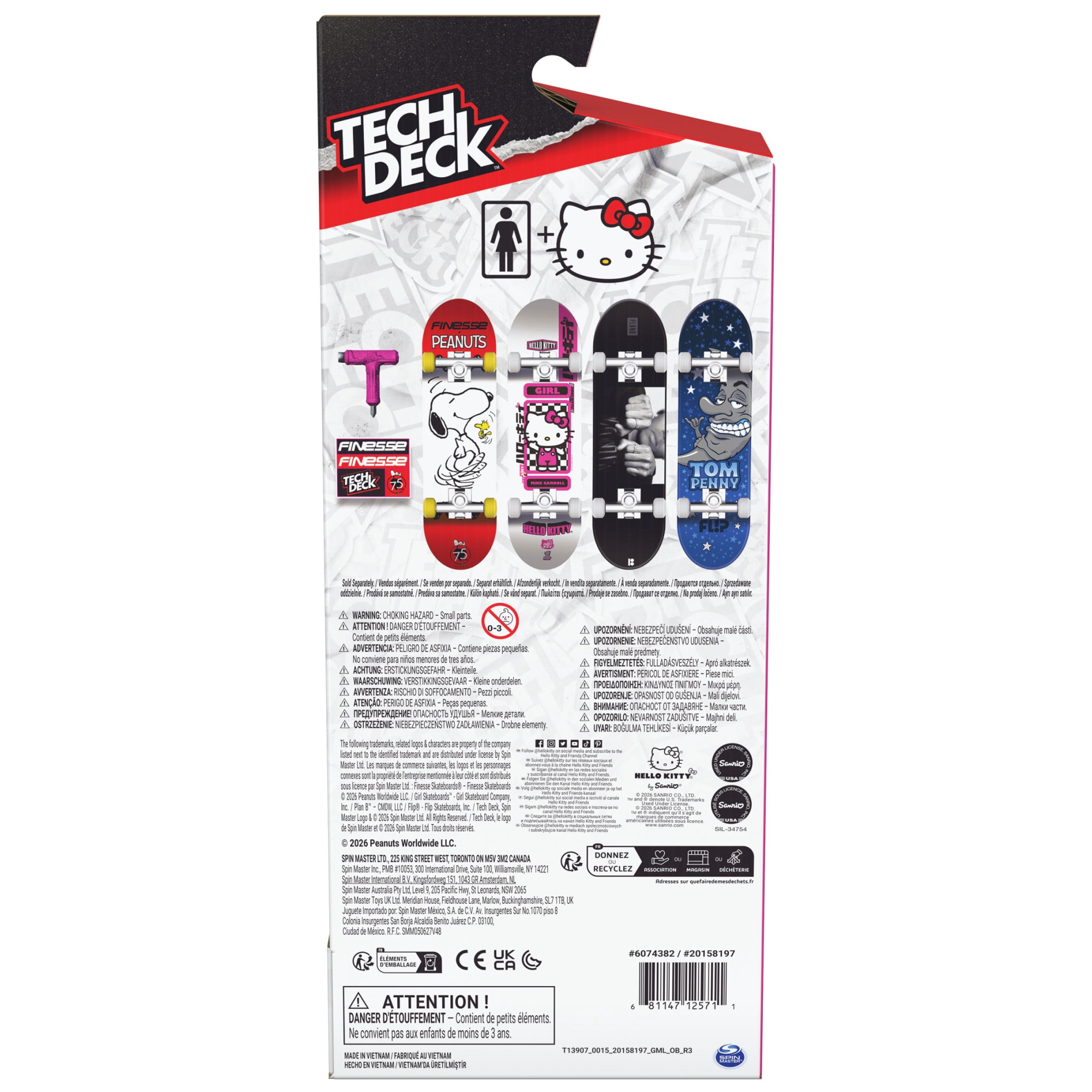Tech Deck Hello Kitty Handboard for Kids - Authentic Mini Skateboard Toy