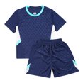 thumbnail image 3 of Alvivi Kids Boys Quick-Drying Soccer Training Tracksuit Short Sleeve T-Shirt with Shorts Sport Outfits Navy Blue 11-12, 3 of 7