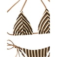 thumbnail image 6 of Delconic Women’s Triangle Bikini Set with Adjustable Halter Top and Tie Side Bottoms Striped Print Two Piece Swimsuit for Beach Pool, 6 of 7