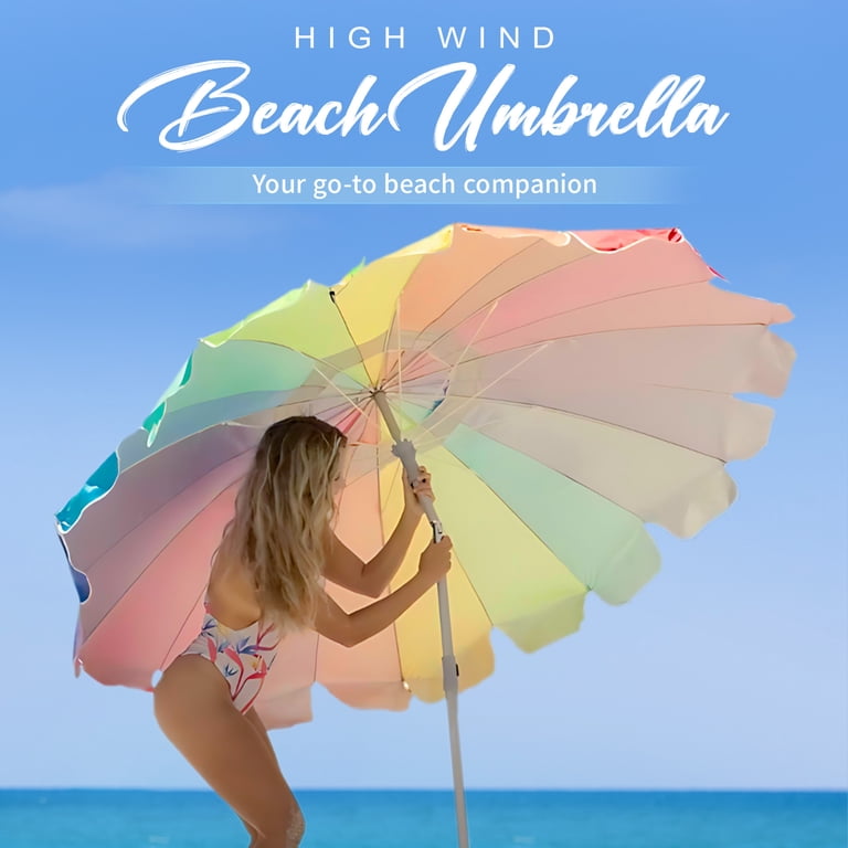 Ammsun 7.5 Ft Heavy Duty Beach Umbrella, Rainbow photo 3