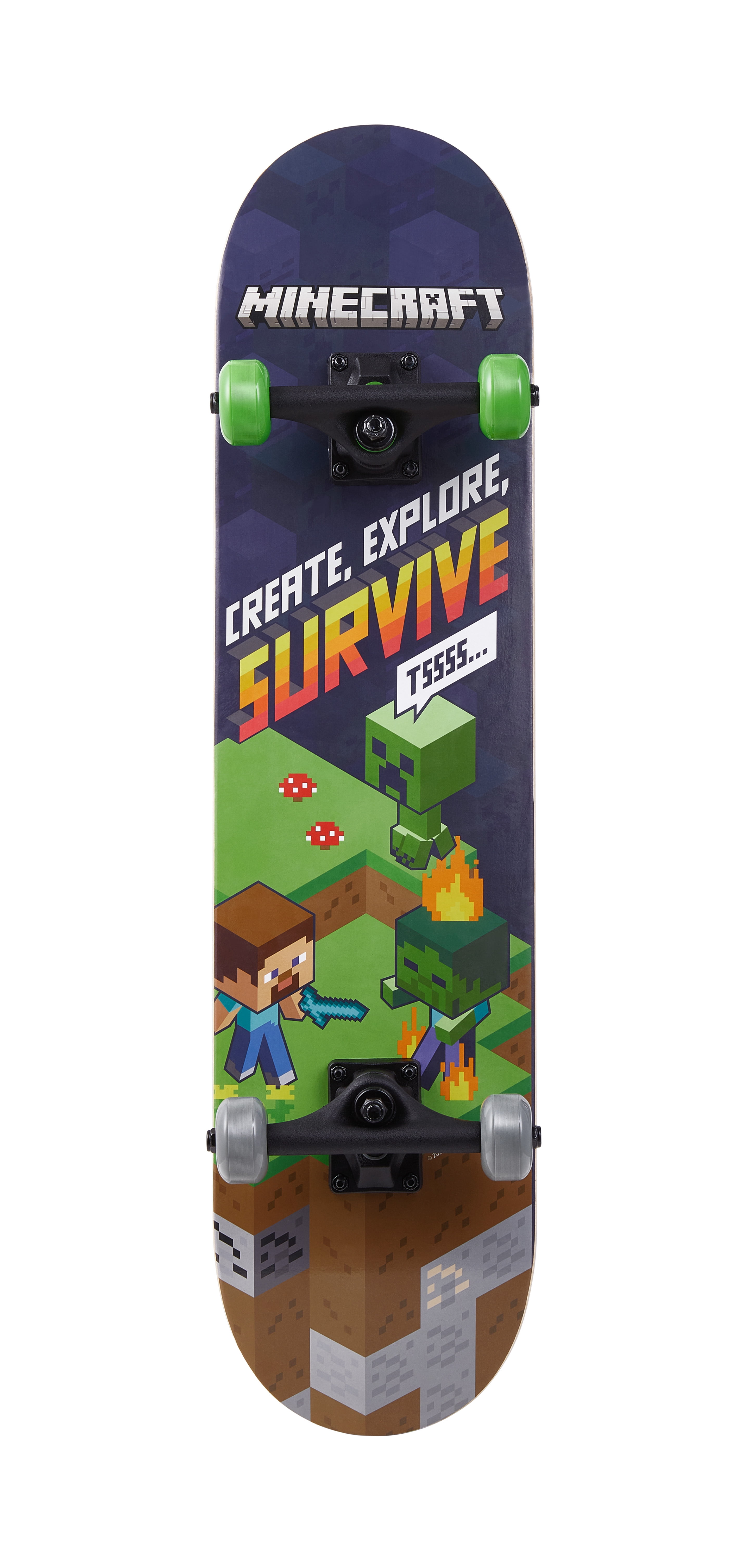 Minecraft Green Creeper 31" 7.5" Popsicle Complete Standard Skateboard, 50mm Wheels - Walmart.com