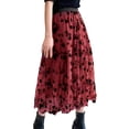 thumbnail image 1 of Gibobby mini faldas de tul elástica de cintura alta para mujer primavera verano plisada para mujer(Rojo, M), 1 of 5