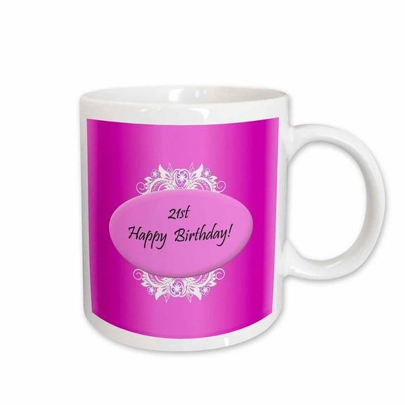 3drose, Pink 21st Birthday, 15oz Mug