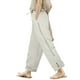 thumbnail image 1 of Pantalones palazzo con cintura elástica para mujer: detalle de encaje, cordón, pierna ancha con bolsillos, pantalones informales para todas las estaciones, 1 of 6