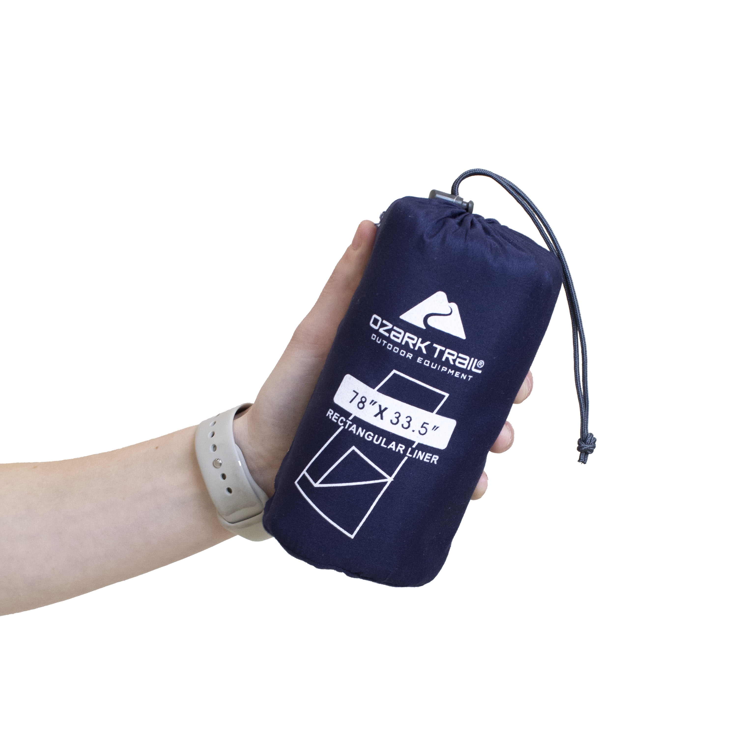 Ozark Trail Breathable Polyester Camping Rectangular Sleeping Bag Liner Sheet, Navy (78 in. L x 33.5 in. W)